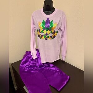 Mardi Gras Mascaraed Sequin Long Sleeve Shier
